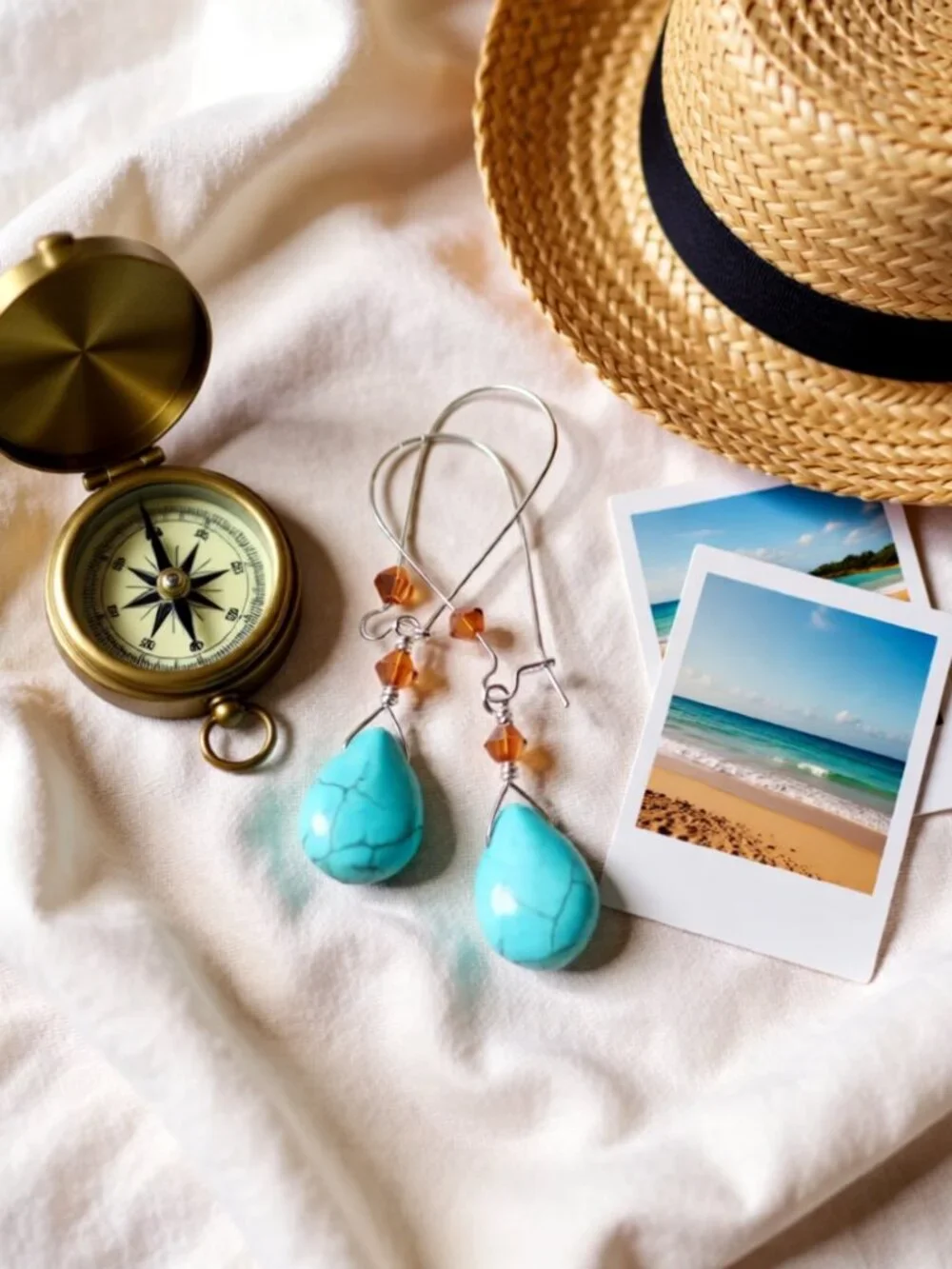 Ocean Breeze! Aqua Howlite Dangle Earrings! Beachy Summer Getaway Jewelry